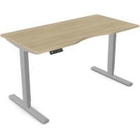 Zoom Electric Dual Motor Height Adjustable Sit Stand Office Desk Dual Purpose Reversible Scallop Top W1200xD700xH685-1185mm Urban Oak Top Silver Frame 10 Year Warranty